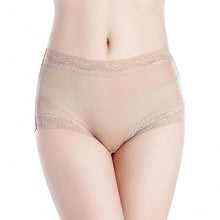 Load image into Gallery viewer, 3pcs/lot Natural silk high waist lace Briefs big plus size underwear women transparent seamless woman panties bragas mujer panty