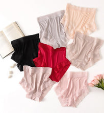 Load image into Gallery viewer, 3pcs/lot Natural silk high waist lace Briefs big plus size underwear women transparent seamless woman panties bragas mujer panty