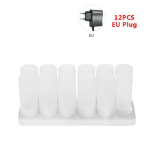 Load image into Gallery viewer, 4/6/12pcs LED Electric Candle Rechargeable Flameless Tea Light Waxless Romantic Wedding Dinner Party Decoration With Battery