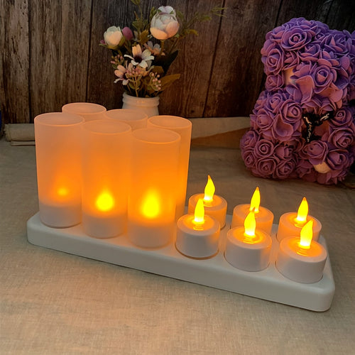 4/6/12pcs LED Electric Candle Rechargeable Flameless Tea Light Waxless Romantic Wedding Dinner Party Decoration With Battery