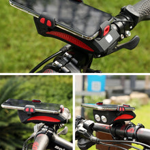 Load image into Gallery viewer, 4 In 1 Bike Front Light Phone Holder Handlebar Stand with Bike Bell Function Power Bank Bicycle Lamp Flashlight for MTB Bike