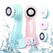 Load image into Gallery viewer, 4 In 1 Ultrasonic Electric Facial Cleansing Brush Massager Rechargeable Pore Face Cleaning Device Skin Care Brush For Face