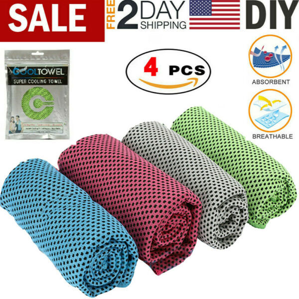 4 Pack Ice Cold Instant Cooling Towel Running Outdoor Gym Chilly Pad Sports Yoga Quick-Dry Ice Towels Fitness Gym