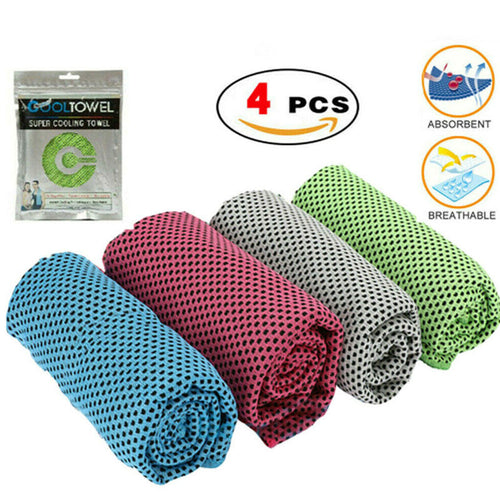4 Pack Ice Cold Instant Cooling Towel Running Outdoor Gym Chilly Pad Sports Yoga Quick-Dry Ice Towels Fitness Gym