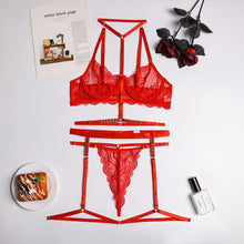 Load image into Gallery viewer, 4 Pieces Set Sexy Lingerie Halter Underwear Sex Bra Garter Brief Sets Sensual Lingerie Exotic Underwear Fancy Porn Lingerie Set