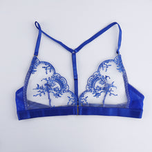 Load image into Gallery viewer, 4 Pieces Set Women Sexy Embroidery Sensual Lingerie Underwear Lace Erotic Costume Bra and Brief Set Transparent Exotic Underwear