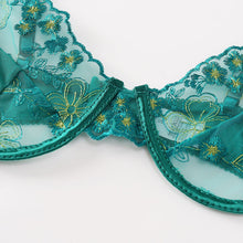 Load image into Gallery viewer, 4 Pieces Set Women Sexy Lingerie Underwear Set Thigh Garters Floral Embroidery Bra Sex Panty Temptation Erotic Underwear Set