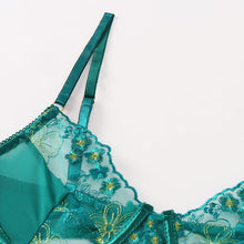 Load image into Gallery viewer, 4 Pieces Set Women Sexy Lingerie Underwear Set Thigh Garters Floral Embroidery Bra Sex Panty Temptation Erotic Underwear Set