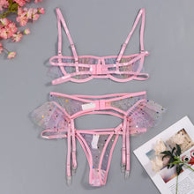 Load image into Gallery viewer, 40# Lingerie Set Embroidery Lace Women&#39;s Underwear Set Exotic See Through Brief Sets Three Piece Set Nightwear Brief Sets