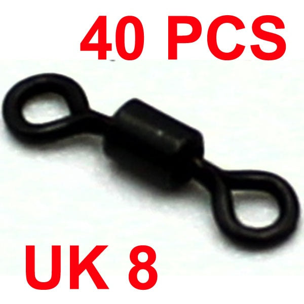 40PCS Micro Swivels Rig Rolling Swivel for D-Rig Ronnie Chod Running Rig Hooks for Boilies Carp Fishing Accessories Tackle