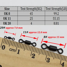 Load image into Gallery viewer, 40PCS Micro Swivels Rig Rolling Swivel for D-Rig Ronnie Chod Running Rig Hooks for Boilies Carp Fishing Accessories Tackle