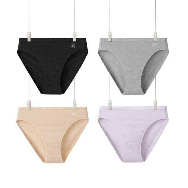 4PCS Women's High Waisted Underwear Cotton Panties Briefs Breathable Tagless Panty 4 Pack Seamless Shapewear Invisuble Look