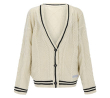 Load image into Gallery viewer, Autumn  Women Beige V-neck Star Embroidery Cardigan Casual Loose Sweater Fashion Temperament Knitted Jacket Y2k Streetwear