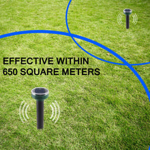 Load image into Gallery viewer, 4pcs Solar Powered Pest Reject Ultrasonic Sonic Mouse Mole Insect Pest Rodent Repellent LED Light Repeller Outdoor Lamp Garden