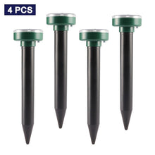 Load image into Gallery viewer, 4pcs Solar Powered Ultrasonic Sonic Mouse Mole Pest Rodent Repeller Repellent Yard LED Light Repeller Outdoor Lamp Yard Garden