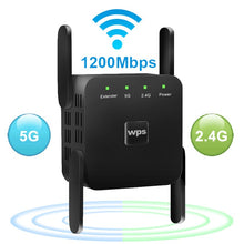 Load image into Gallery viewer, 5 Ghz WiFi Repeater Wireless Wifi Extender 1200Mbps Wi-Fi Amplifier 802.11N Long Range Wi fi Signal Booster 2.4G Wifi Repiter