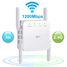 Load image into Gallery viewer, 5 Ghz WiFi Repeater Wireless Wifi Extender 1200Mbps Wi-Fi Amplifier 802.11N Long Range Wi fi Signal Booster 2.4G Wifi Repiter