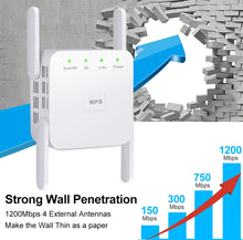Load image into Gallery viewer, 5 Ghz WiFi Repeater Wireless Wifi Extender 1200Mbps Wi-Fi Amplifier 802.11N Long Range Wi fi Signal Booster 2.4G Wifi Repiter