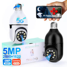 Load image into Gallery viewer, 5G Wifi E27 Bulb Night Vision Camera Surveillance Full Color Automatic Human Tracking 4X Digital Zoom Video Security Monitor Cam