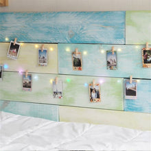 Load image into Gallery viewer, 5M 10M LED String Lights Copper wire with Wooden Clothespins Battery Powered Garland for Photo Holder Christmas Wedding Birthday