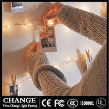 Load image into Gallery viewer, 5M 10M LED String Lights Copper wire with Wooden Clothespins Battery Powered Garland for Photo Holder Christmas Wedding Birthday