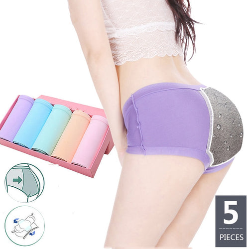5Pcs/lot Cotton Women Physiological Pants Leakproof Menstrual Period Panties Soft Underwear Health Soft Women's Briefs
