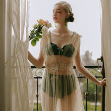 Load image into Gallery viewer, 5colors High Quality Sexy Lingerie Net Gauze Lace Embroidery Sheer Long Night Dress Nightgowns Sleepshirts Women Nightwear