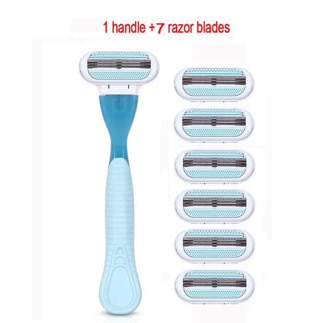 5pc/lot Female Safety Razor Blades Beauty Shaving For Women 3 Layer Blade Shaver Razor Blade Replacement Head For Gillette Venus