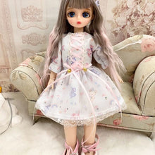 Load image into Gallery viewer, 6 points girl doll BJD can change hair beautiful dress can make up toys gift movable joint doll Fashion Doll