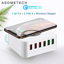 Load image into Gallery viewer, 72W 6 Port Quick Charge 3.0 USB Charger Adapter Wireless Charger Charging Station Phone Charger For iPhone Samsung Huawei Xiaomi