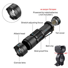 Load image into Gallery viewer, 7W 3000LM 3 Mode Bicycle Light Q5 Led Cycling Front Light Bike Lights Lamp Torch Waterproof Zoom Bike Flashlight, Use 14500