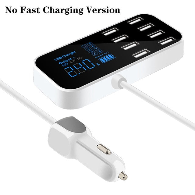 8 Ports USB Car Charger For Android iPhone Adapter Tablet USB Charger Led Display Fast Phone Charger For xiaomi huawei samsung
