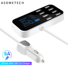 Load image into Gallery viewer, 8 Ports USB Car Charger For Android iPhone Adapter Tablet USB Charger Led Display Fast Phone Charger For xiaomi huawei samsung