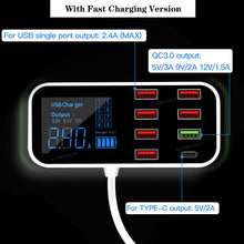 Load image into Gallery viewer, 8 Ports USB Car Charger For Android iPhone Adapter Tablet USB Charger Led Display Fast Phone Charger For xiaomi huawei samsung