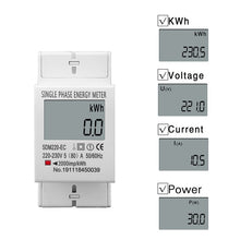 Load image into Gallery viewer, 80A Din rail Single Phase Two Wire LCD Digital Display Power Consumption Energy Electric Meter kWh AC 220V 230V 50Hz/60Hz