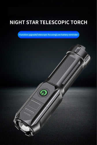 10pcs Strong Light T6 Flashlight LED Aluminum Alloy Telescopic Focusing Flashlight Mini Waterproof Strong Light Portable Outdoor Flash