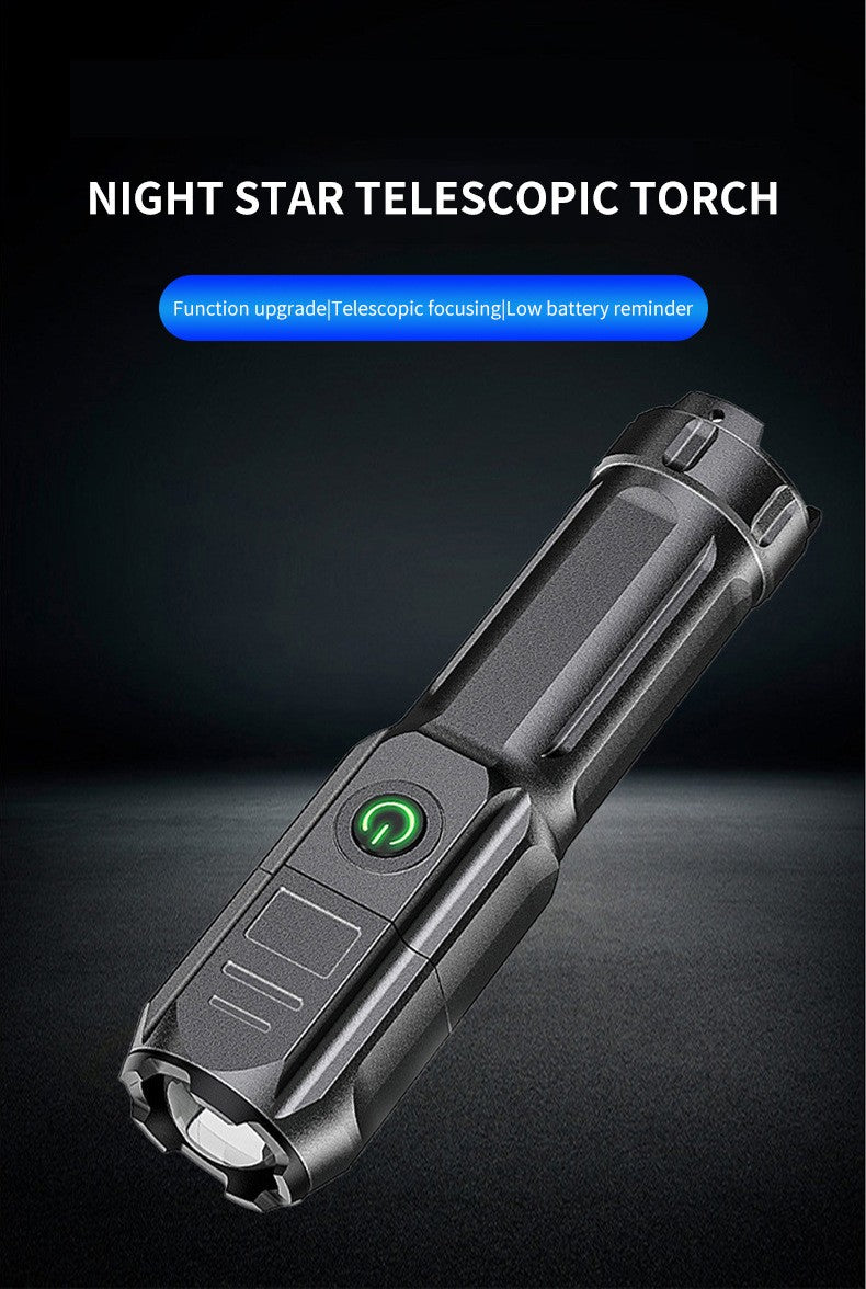 10pcs Strong Light T6 Flashlight LED Aluminum Alloy Telescopic Focusing Flashlight Mini Waterproof Strong Light Portable Outdoor Flash