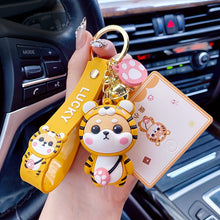 Load image into Gallery viewer, Ladies Girl Cute PVC Shiba Inu Keychain Creative New Year Gift Animal Pendant Car Key Pendant Metal Key Ring