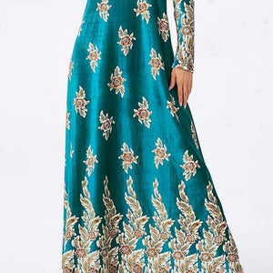 Abaya Kimono Dignified Plus Size Women's Comfortable Gold Velvet Bronzing Plant Print Muslim Long Skirt Habaya Dubai 2021