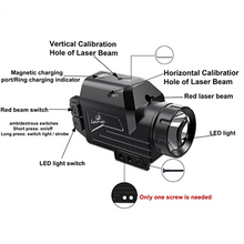 Load image into Gallery viewer, 1000 Lumens Flashlight Red Dot Laser Sight Combo Rail for Guns Red Beams with Magnetic Charging and Tactical Strobe Weapon Light