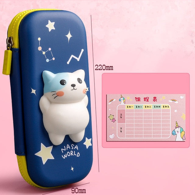 Adorable 3D Cartoon Cat Pencil Case Stationery Organizer School Supplies for Girls Pink Pen Pouch Holder Kawaii Trousse Scolaire