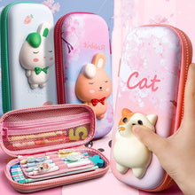 Load image into Gallery viewer, Adorable 3D Cartoon Cat Pencil Case Stationery Organizer School Supplies for Girls Pink Pen Pouch Holder Kawaii Trousse Scolaire