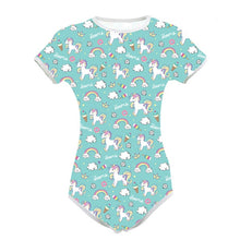 Load image into Gallery viewer, Adult Baby ABDL Snap Crotch Onesie Unicorn Print Diaper Bodysuit