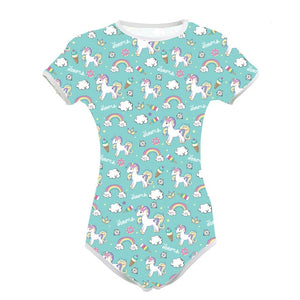 Adult Baby ABDL Snap Crotch Onesie Unicorn Print Diaper Bodysuit