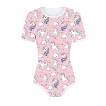 Load image into Gallery viewer, Adult Baby ABDL Snap Crotch Onesie Unicorn Print Diaper Bodysuit