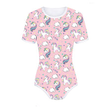 Load image into Gallery viewer, Adult Baby ABDL Snap Crotch Onesie Unicorn Print Diaper Bodysuit