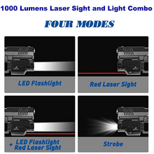 Load image into Gallery viewer, 1000 Lumens Flashlight Red Dot Laser Sight Combo Rail for Guns Red Beams with Magnetic Charging and Tactical Strobe Weapon Light