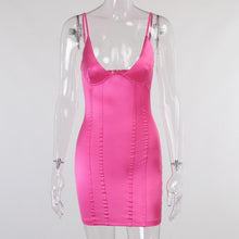 Load image into Gallery viewer, Aesthetic Elegant Sexy Bodycon Mini Dress Women Backless Slim Stain Dresses Spaghetti Strap Tight Party Dress 2021 Summer Robe