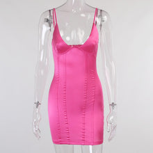 Load image into Gallery viewer, Aesthetic Elegant Sexy Bodycon Mini Dress Women Backless Slim Stain Dresses Spaghetti Strap Tight Party Dress 2021 Summer Robe