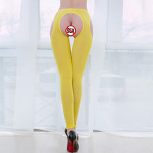 Load image into Gallery viewer, All Sides Hollow Out Sexy Women Ice Silk Transparent Leggings Open Crotch See Through High Elastic Low Waist Tight Pencil Pants